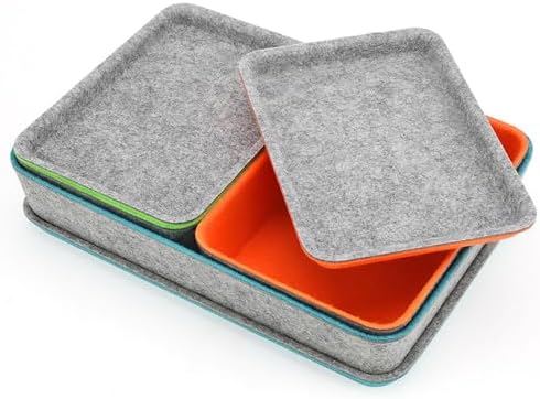 Welaxy 3-Piece Stackable Lidded Felt Desk Drawer Organizer Tray Multi-Color by Welaxy