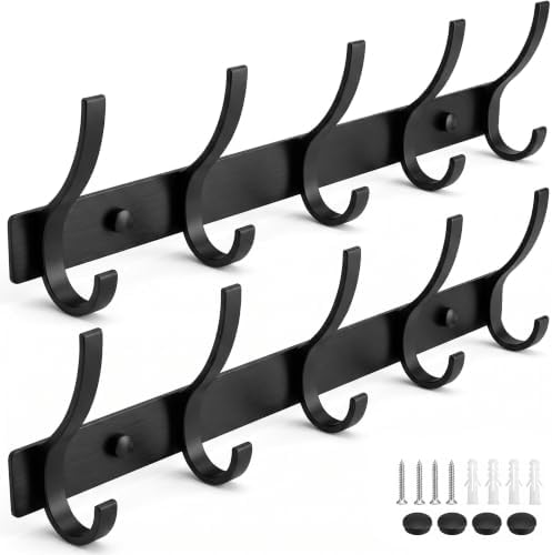 Coat Rack Wall Mounted, 5 Coat Hooks by ZGELIN