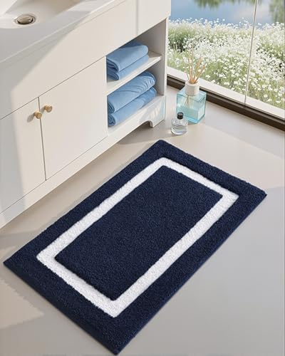 Color&Geometry Navy Blue Bathroom Rugs 36x24, Extra Soft Absorbent Microfiber - Image 4