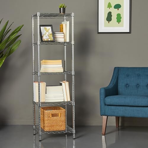 Amazon Basics 5-Shelf Tower Adjustable Storage Shelving Unit, 150 lbs Per Shelf - Image 6