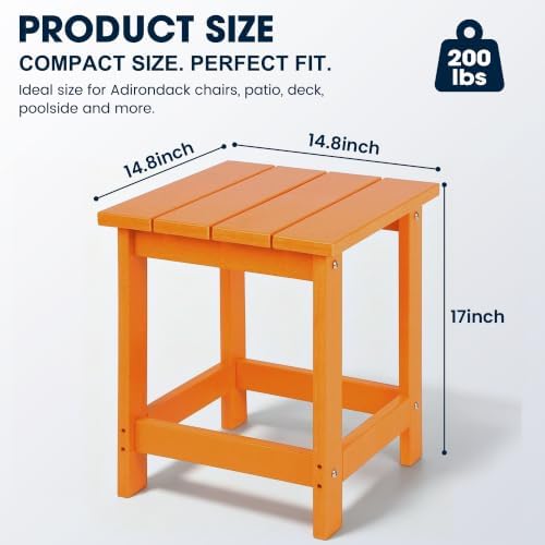 LZRS Patio Side Table, Heavy Duty HDPE Outdoor End Table - Image 3