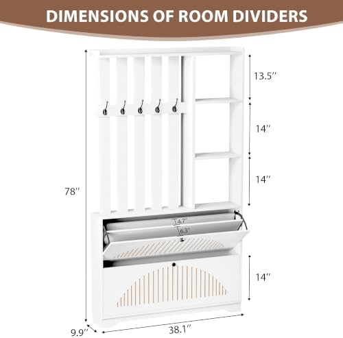 Narrow Hall Tree with Storage, Modern Entryway Coat Rack with Shoe Cabinet - Image 2