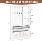 Narrow Hall Tree with Storage, Modern Entryway Coat Rack with Shoe Cabinet - Image 2