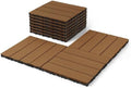9 Pack Composite Interlocking Deck Tiles Outdoor, Grain Wood Color by FHWTY