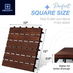 9-Piece Acacia Wood Interlocking Deck Tiles, Dark Brown Striped - Image 5