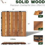 Acacia Interlocking Deck Tiles, 6 Slats, Honey Oak - Image 2