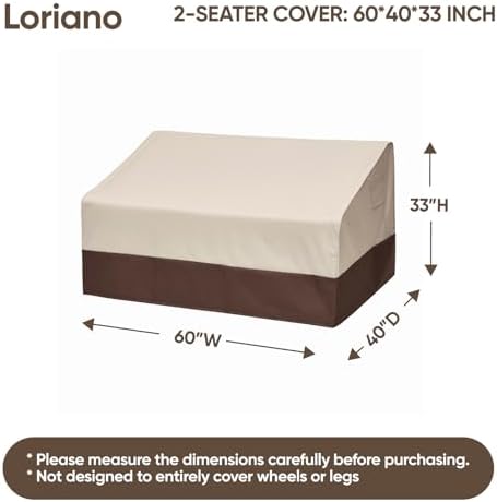 Loriano 2-Seater Patio Sofa Cover, 100% Waterproof - Image 2