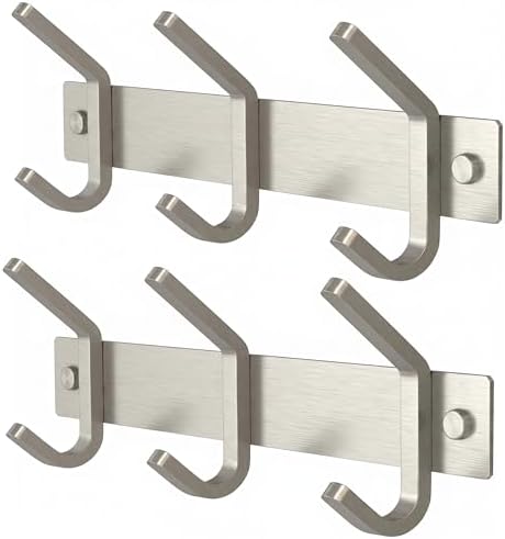 Small Coat Rack Wall Mount – Brushed Nickel 9 Inch Stainless Steel Hook Rail by SAYONEYES