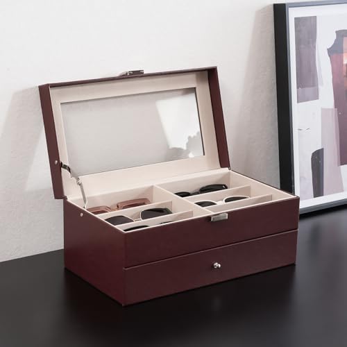 ProCase 12 Slots Sunglasses Organizer, 2 Layer Sunglass Case, Leather Eyeglass - Image 2