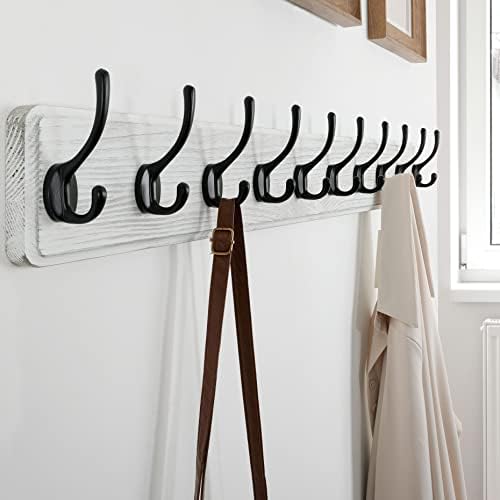 SKOLOO Rustic Wall Mounted Coat Rack, 10 Hooks, Solid Wood - Image 4