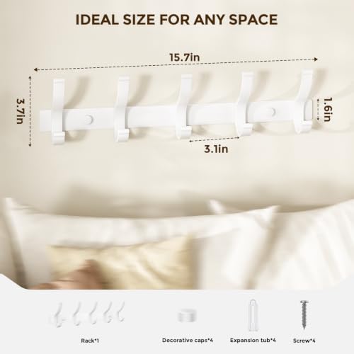 Optish Coat Rack Wall Mount, Heavy Duty Coat Rack Hooks - Image 5