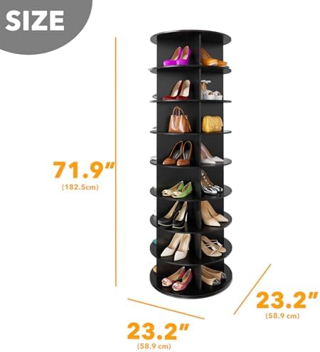 SpaceAid 8 Tier Rotating Shoe Rack Tower, Spinning Shoe Display Lazy Susan - Image 2