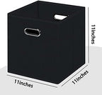Black Foldable Storage Cubes Bins, Fabric Storage Box Cubes Organizer Baskets - Image 2