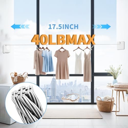Upgrade-Retractable Clothesline Indoor, Non-Sagging Outdoor Clothes Line - Image 4