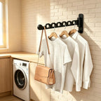 Wall Mounted Clothes Hanger Rack, Foldable Space Saving Laundry Rack - Image 6