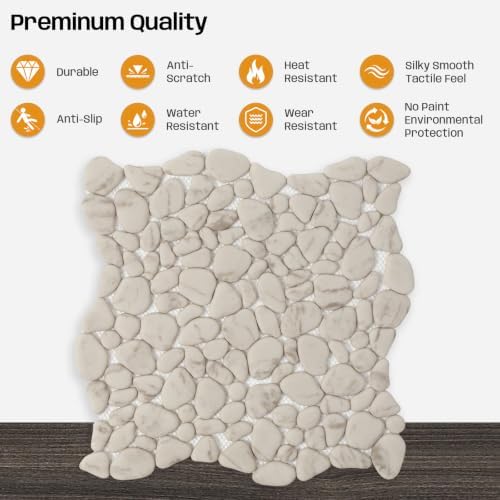 Beige Pebble Mosaic Tile, 8 Sheets - Image 5