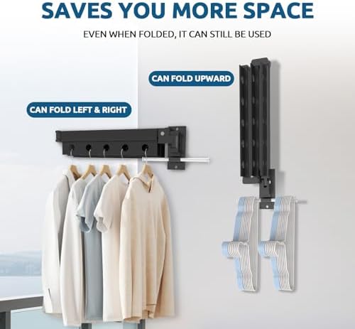 Clothes Drying Rack Wall Mounted, Space Saving Wall Mounted Clothes Drying Rack - Image 7