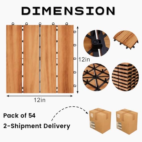 Solid Acacia Wood Interlocking Deck Tiles Snap Together Floor - Image 3