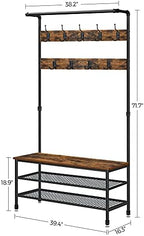 VASAGLE Coat Rack and Storage Bench, Hall Tree - Image 6