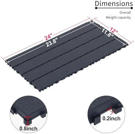 Ball & Cast Plastic Interlocking Deck Tiles, Lengthen 24"x12"Patio Floor Tiles - Image 2