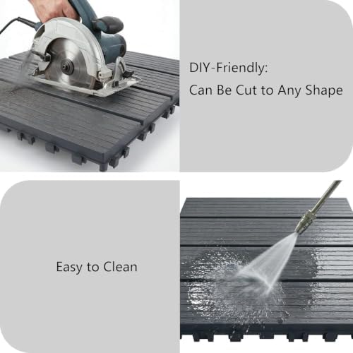 44 Pack Interlocking Deck Tiles, Easy Snap All-Weather Outdoor Deck Tiles - Image 4
