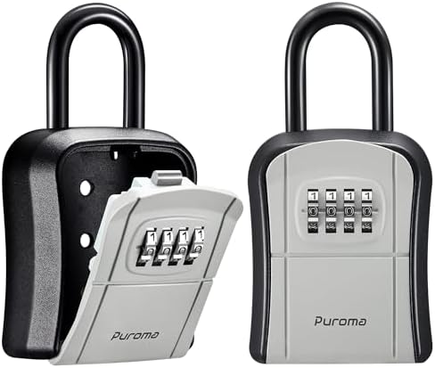 Puroma Key Lock Box Outdoor 4 Digit Code Combination Lockbox House, 2 Gray by Puroma