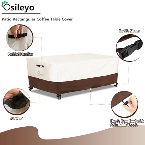 Outdoor Patio Coffee Table Cover, Waterproof Rectangular Patio Side Table Cover - Image 4