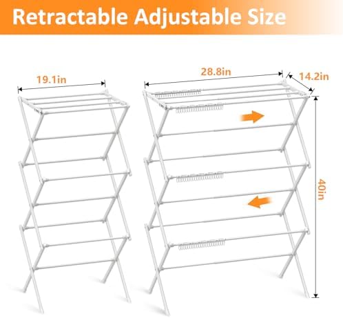 3-Tier Clothes Drying Rack Drying Rack Clothing Pure White-1pack - Image 2