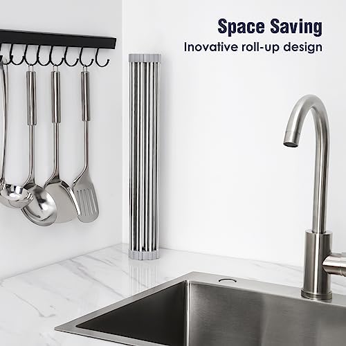 Tomorotec Roll Up Dish Drying Rack Over Sink, 304 Steel - Image 3