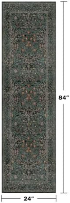 Dark Green 2x7 Long Washable Runner Rug Non Slip, Throw Rugs Runners - Image 2