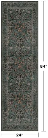Dark Green 2x7 Long Washable Runner Rug Non Slip, Throw Rugs Runners - Image 2