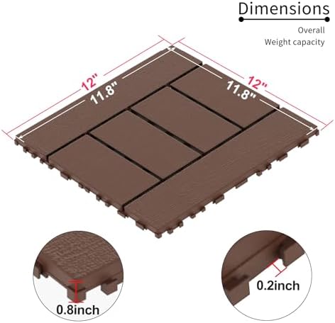 Plastic Interlocking Deck Tiles, 44 Pack Patio Sheets - Image 2
