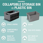 CleverMade Collapsible Storage Bins, 32L 3 Pack, 66 lb Stackable - Image 3