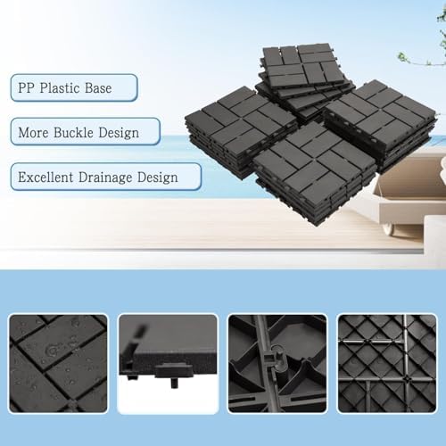 Domi Plastic Interlocking Deck Tiles, 36 Pieces One Pack, Dark Gray - Image 4