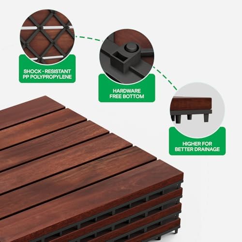 IDZO Interlocking Acacia Deck Tiles 9.6 SQFT - Image 3