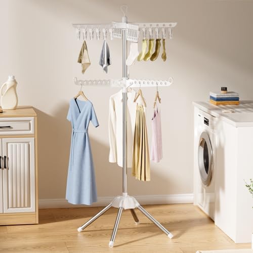 Foldable Clothes Drying Rack, Rotatable Free Standing drying rack, 2 Layer - Image 6