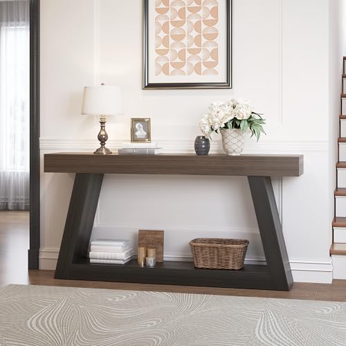 63” 2‑Tier Farmhouse Console Table, Entryway Hallway Sofa Display - Image 6