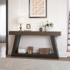 63” 2‑Tier Farmhouse Console Table, Entryway Hallway Sofa Display - Image 6