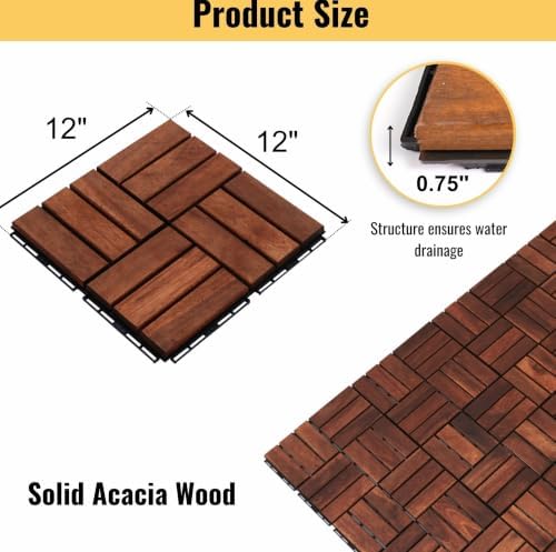 Acacia Wood Interlocking Deck Tiles - Image 2
