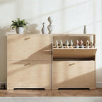 Nicetree Shoe Cabinet with 2 Flip Drawers, Entryway Storage, Natural Oak - Image 6