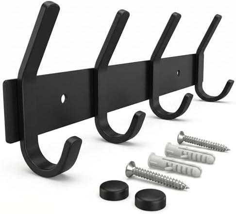 Coat Rack Wall Mount – 12 Inch Stainless Steel Hook Rail by SAYONEYES