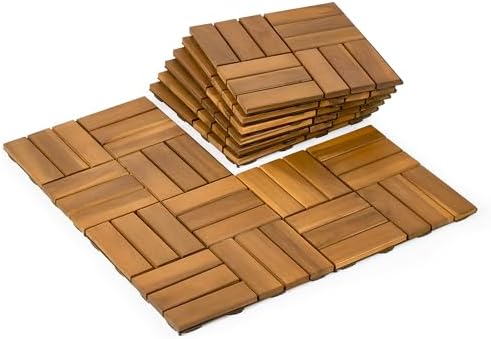Upolana 9 PCS Interlocking Deck Tiles 12" x 12", 12 Slats Outdoor Flooring by Upolana