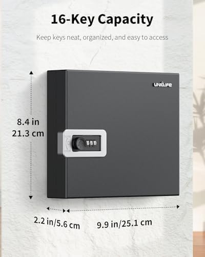 Uniclife 16 Keys Key Lock Box, Wall Mount Key Box, Key Cabinet - Image 2