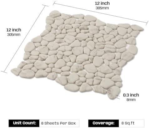 Beige Pebble Mosaic Tile, 8 Sheets - Image 3