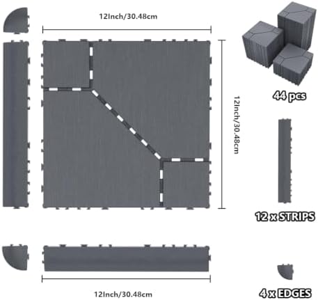 44 Interlocking Deck Tiles 12x12in +12 Edges Trim & 4 Corners - Image 2
