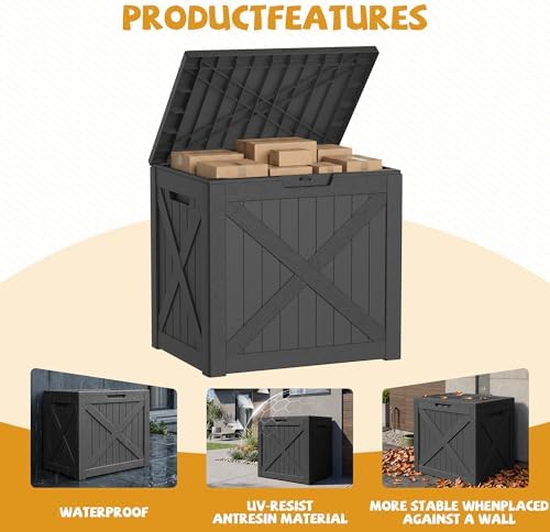 40 Gal Outdoor Storage Box Waterproof Lockable Deck Boxes Black - Image 4