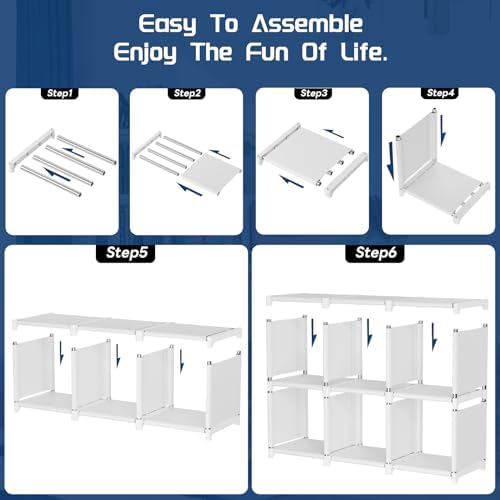 Mavivegue Book Shelf, 18 Cube Storage Organizer, DIY Bookcase White - Image 6