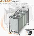 ROMOON Laundry Hamper Sorter Cart, 4-Section Organizer - Image 6