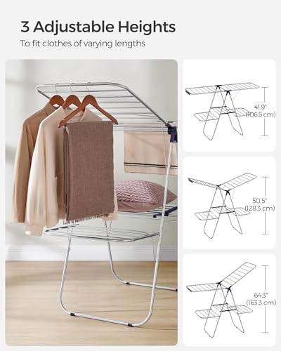 SONGMICS Clothes Drying Rack, Foldable 2-Level Stee Laundry Drying Rack - Image 6
