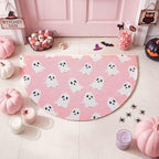 Tinideya Halloween Ghost Doormat Pink Semicircle Welcome Mat 27.56'' - Image 4